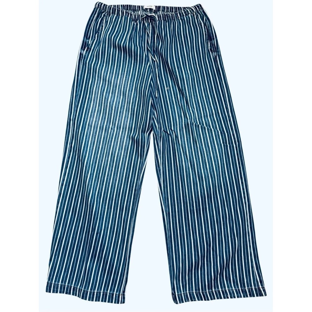 Kensie Jeans Cotton  Blue   Striped Drawstring Jeans Large  NEW  NWOT